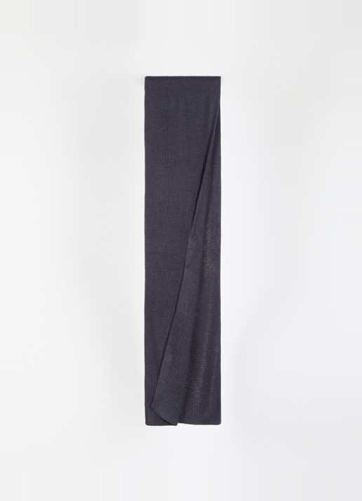 Armani Ribgebreide sjaal in wolblend 190 x 25 cm - voorkant 2 donkerblauw