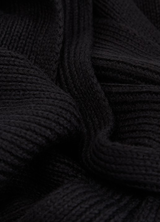 Armani Ribgebreide sjaal in wolblend 190 x 25 cm - detail 3 zwart