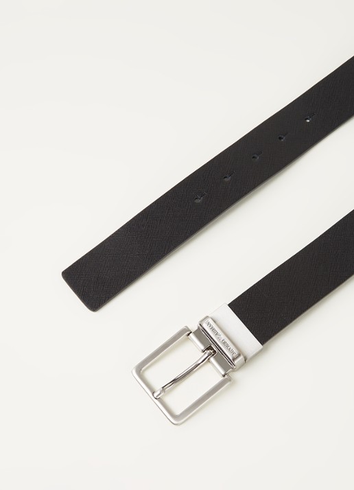 Armani Riem van leer in giftbox - detail zwart