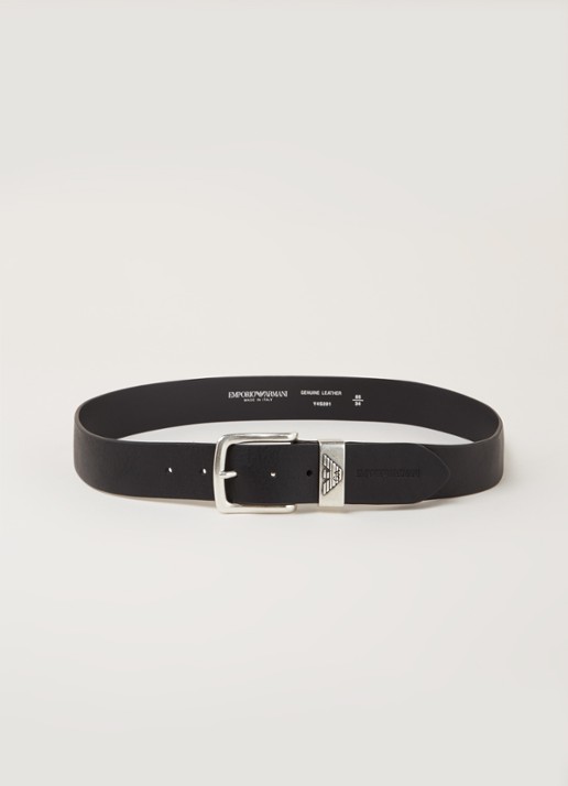Armani Riem van leer met logo - voorkant 2 zwart
