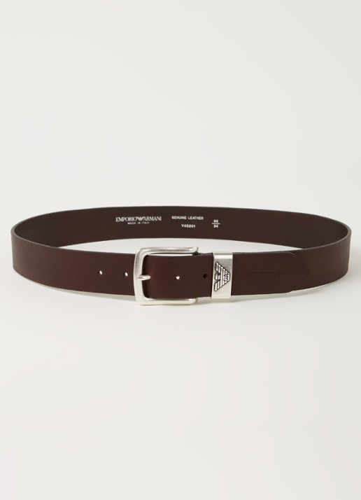 Armani Riem van leer met logo - voorkant 2 donkerbruin