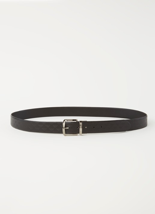Armani Riem van leer met logoprint - voorkant 3 zwart