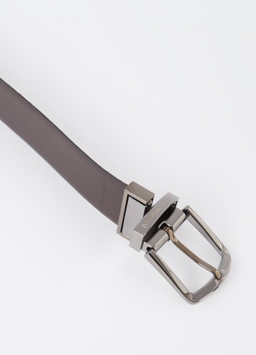 Armani Riem van leer met logoprint - detail 2 donkerbruin