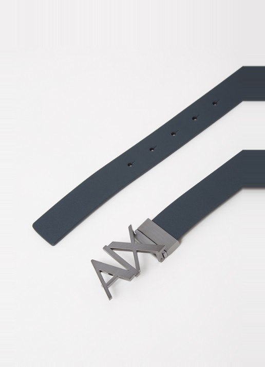 Armani Riem van leer - voorkant 2 donkerblauw