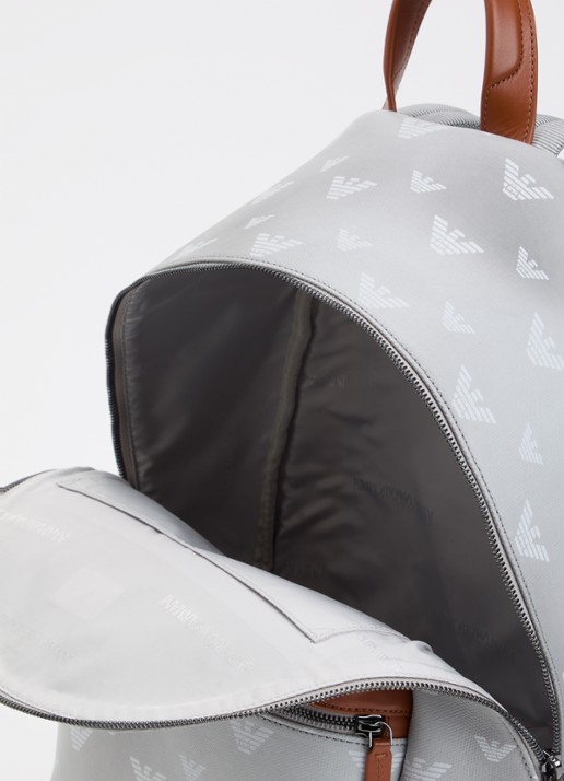 Armani Rugzak van canvas met logoprint en details van leer - detail 3 grijs