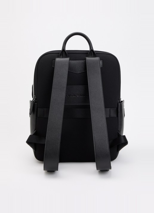 Armani Rugzak van leer met 13 inch laptopvak - achterkant zwart