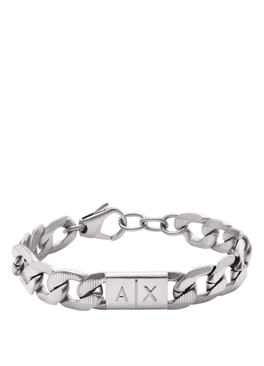 Armani Schakelarmband met logo AXG0077040 - voorkant 2 zilver
