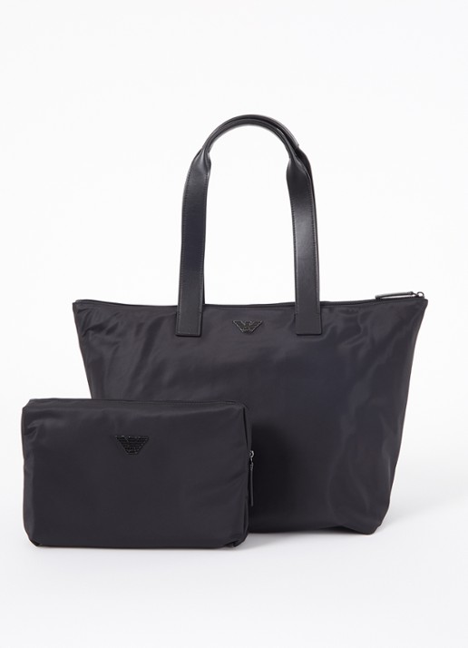 Armani Set shopper met logo en uitneembaar etui - voorkant zwart