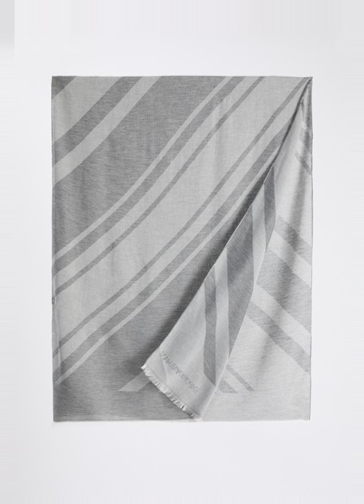 Armani Sjaal met print en logo 135 x 75 cm  - detail grijs