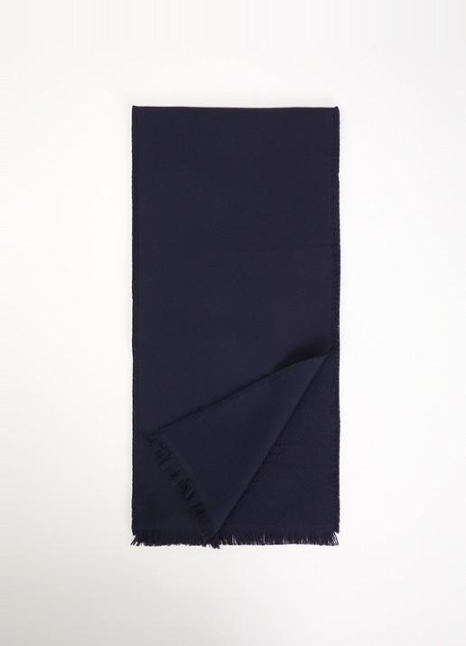 Armani Sjaal van scheerwol 180 x 26 cm - voorkant donkerblauw