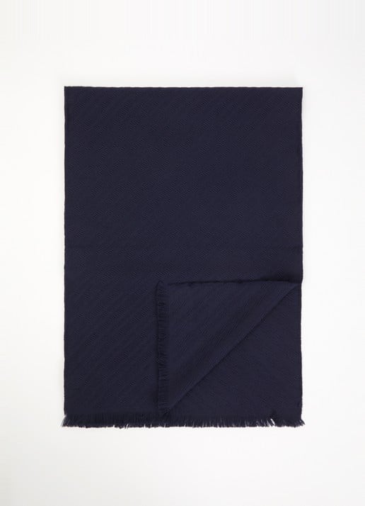 Armani Sjaal van scheerwol 180 x 39 cm - voorkant donkerblauw