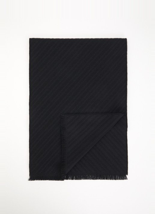 Armani Sjaal van scheerwol 180 x 39 cm - voorkant 3 zwart