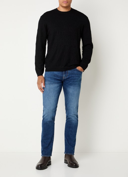 Armani Skinny jeans met medium wassing - voorkant 5 indigo
