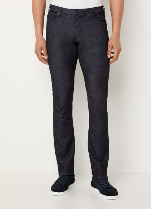 Armani Slim fit jeans met donkere wassing - detail 4 indigo
