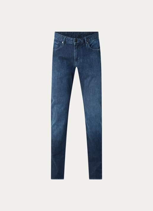 Armani Slim fit jeans met donkere wassing - voorkant 2 middengrijs