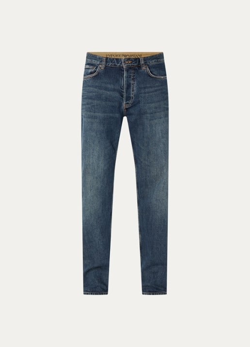 Armani Slim fit jeans met donkere wassing - voorkant 4 indigo