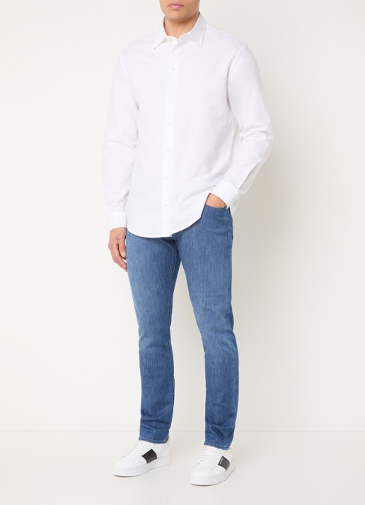 Armani Slim fit jeans met donkere wassing - voorkant 3 blauwgrijs