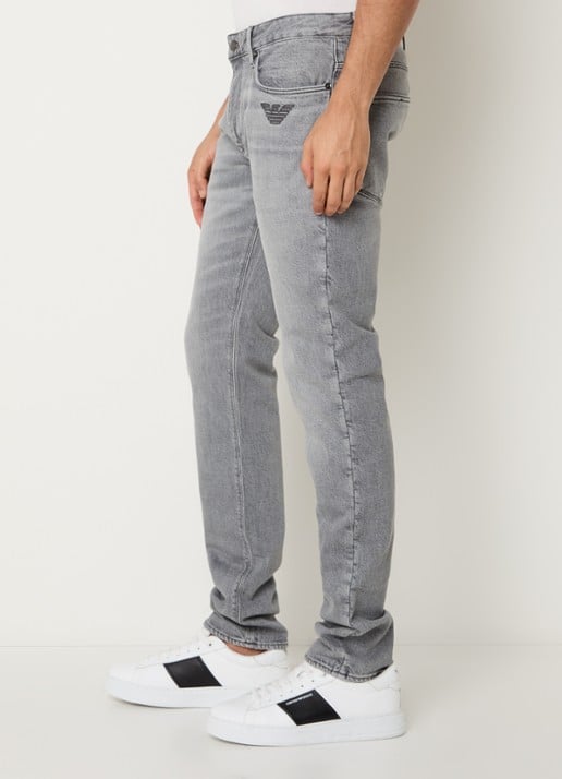 Armani Slim fit jeans met gekleurde wassing - detail 5 lichtgrijs