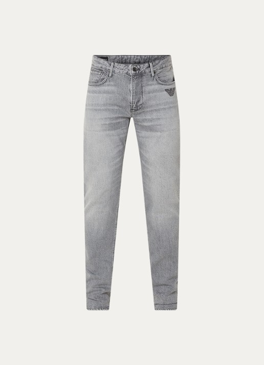 Armani Slim fit jeans met gekleurde wassing - voorkant lichtgrijs