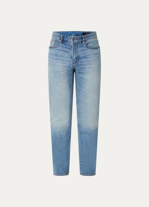 Armani Slim fit jeans met lichte wassing - voorkant indigo