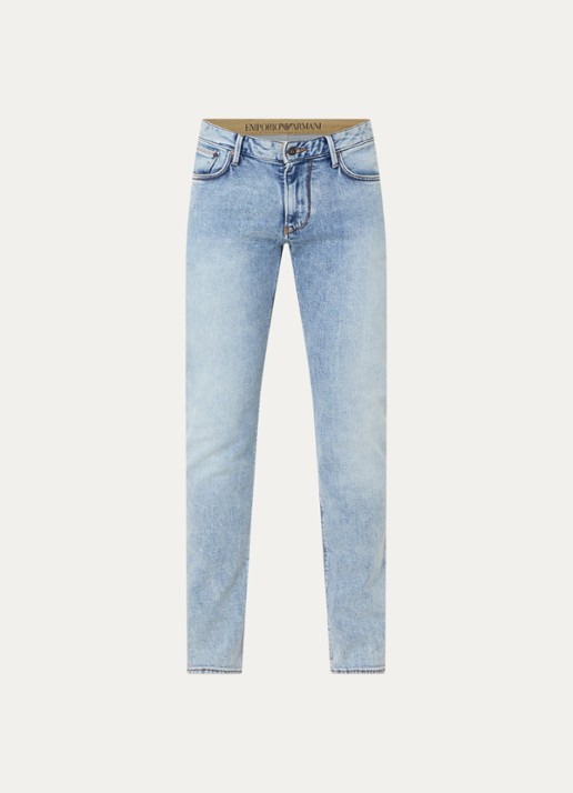 Armani Slim fit jeans met lichte wassing - voorkant 4 indigo