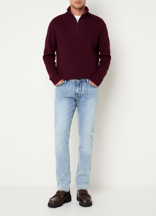 Armani Slim fit jeans met lichte wassing - voorkant 5 indigo