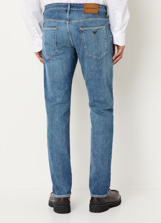 Armani Slim fit jeans met medium wassing en steekzakken - achterkant 3 indigo