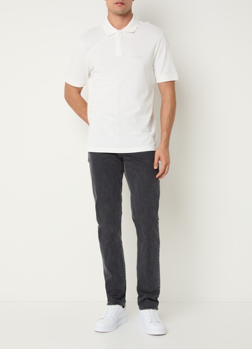 Armani Slim fit jeans met medium wassing - voorkant 5 donkergrijs