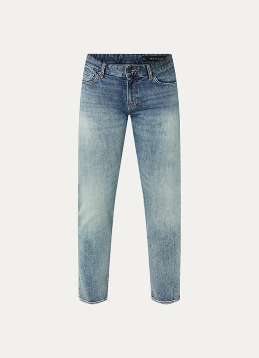 Armani Slim fit jeans met medium wassing - voorkant 4 indigo