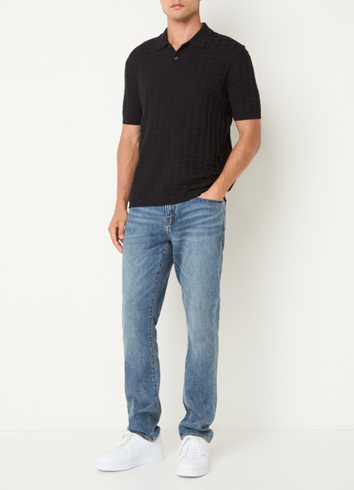 Armani Slim fit jeans met medium wassing - voorkant 2 medium blue denim-mb002