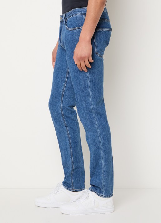 Armani Slim fit jeans met medium wassing - detail 3 indigo