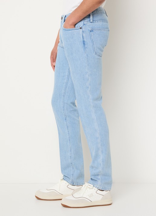 Armani Slim fit jeans met medium wassing - detail 4 lichtblauw