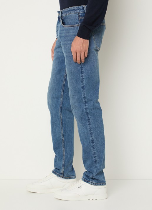 Armani Slim fit jeans met medium wassing - detail 5 indigo