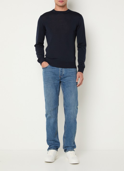 Armani Slim fit jeans met medium wassing - voorkant 3 indigo