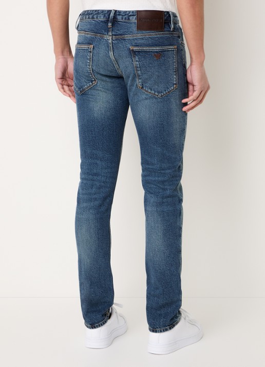 Armani Slim fit jeans met steekzakken - achterkant 3 indigo