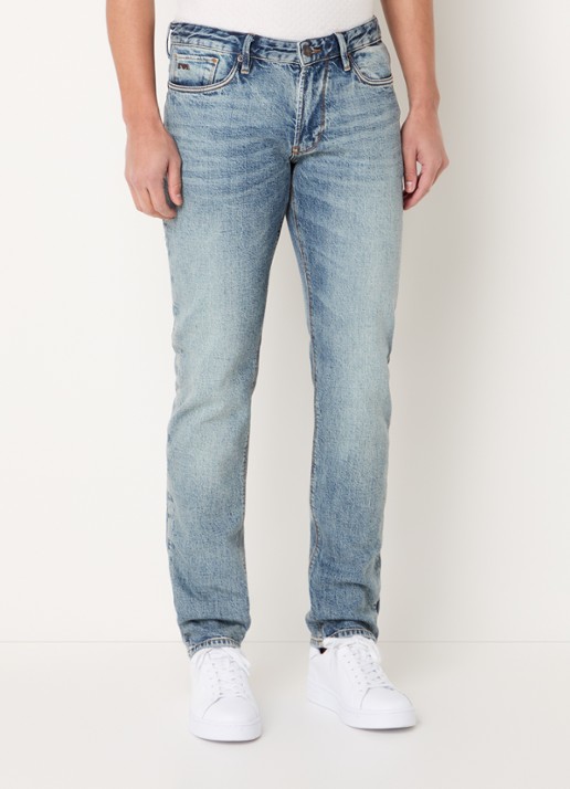 Armani Slim fit jeans met steekzakken - detail 2 lichtblauw