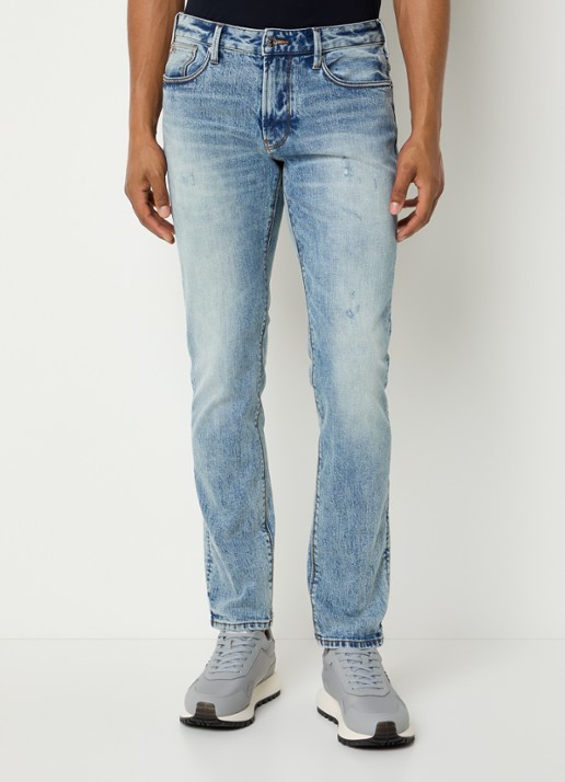 Armani Slim fit jeans met steekzakken - detail turquoise