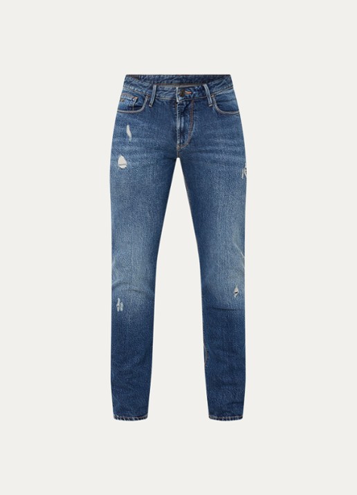 Armani Slim fit jeans met steekzakken - voorkant donkerblauw