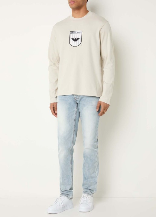 Armani Slim fit jeans met steekzakken - voorkant 5 lichtblauw