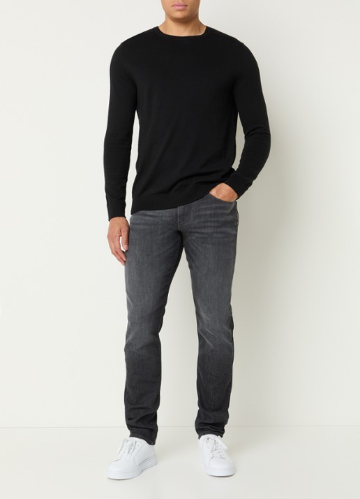 Armani Slim fit jeans met steekzakken - voorkant 4 antraciet