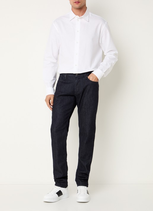 Armani Slim fit jeans met steekzakken - voorkant 2 donkerblauw
