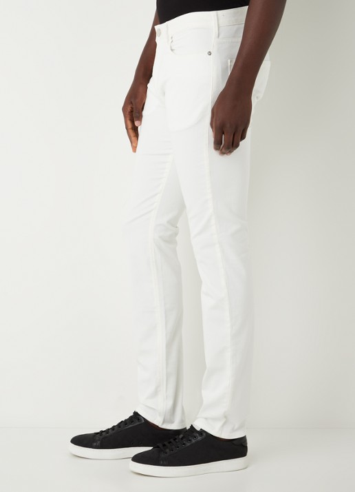 Armani Slim fit jeans met stretch en gekleurde wassing - detail 2 wit
