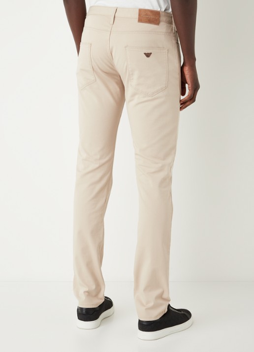 Armani Slim fit jeans met stretch en gekleurde wassing - achterkant 3 beige