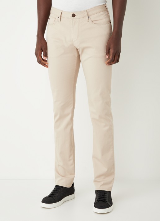 Armani Slim fit jeans met stretch en gekleurde wassing - detail beige