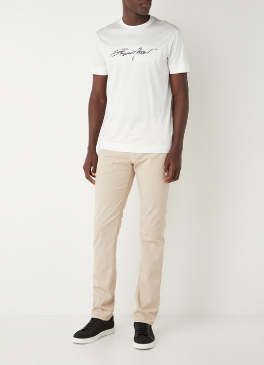 Armani Slim fit jeans met stretch en gekleurde wassing - voorkant 5 beige