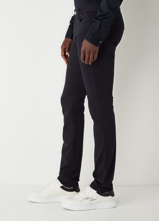 Armani Slim fit jeans met stretch en gekleurde wassing - detail 5 donkerblauw