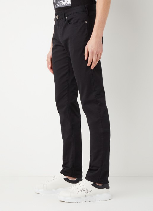 Armani Slim fit jeans met stretch en gekleurde wassing - detail 2 zwart