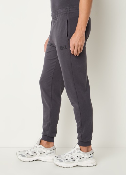 Armani Slim fit joggingbroek met logo en steekzakken - detail 3 staalblauw