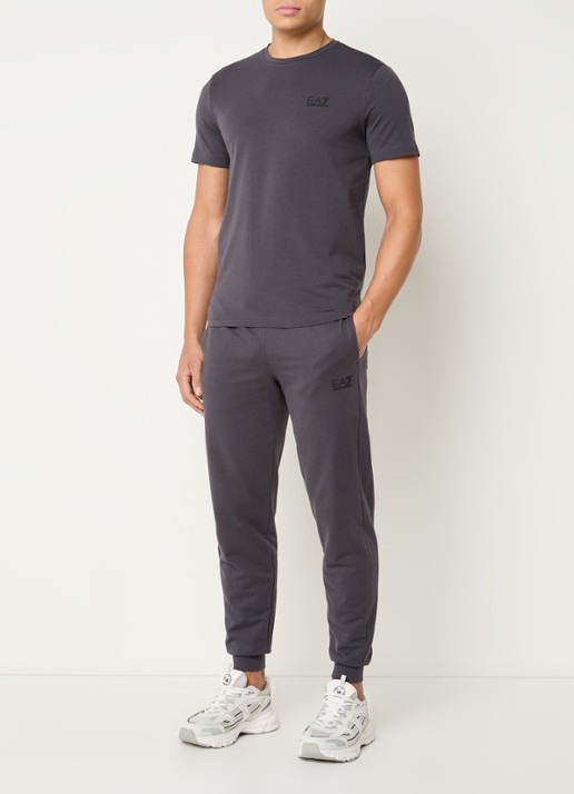 Armani Slim fit joggingbroek met logo en steekzakken - voorkant 5 staalblauw