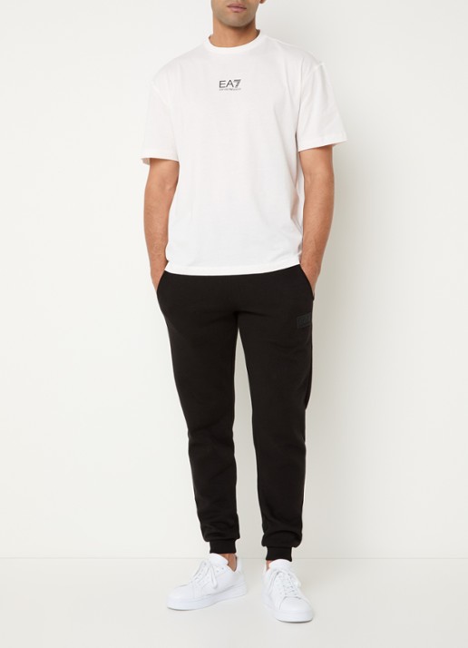Armani Slim fit joggingbroek met logo en steekzakken - voorkant 4 zwart